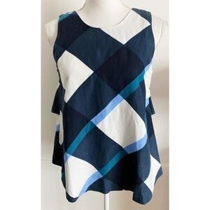 Ann Taylor • Navy White Patterned Linen Tank Top